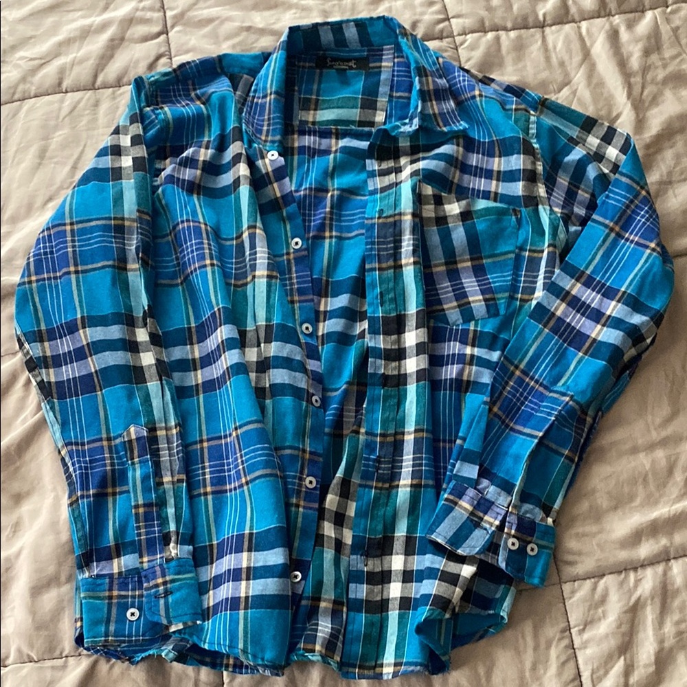Forcast Blue and White Plaid Shirt